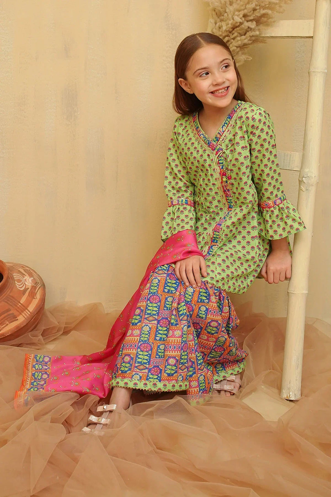 Ochre Girls Pret Printed Swiss Lawn 3 Piece Suit INDP-21 - Summer Collection