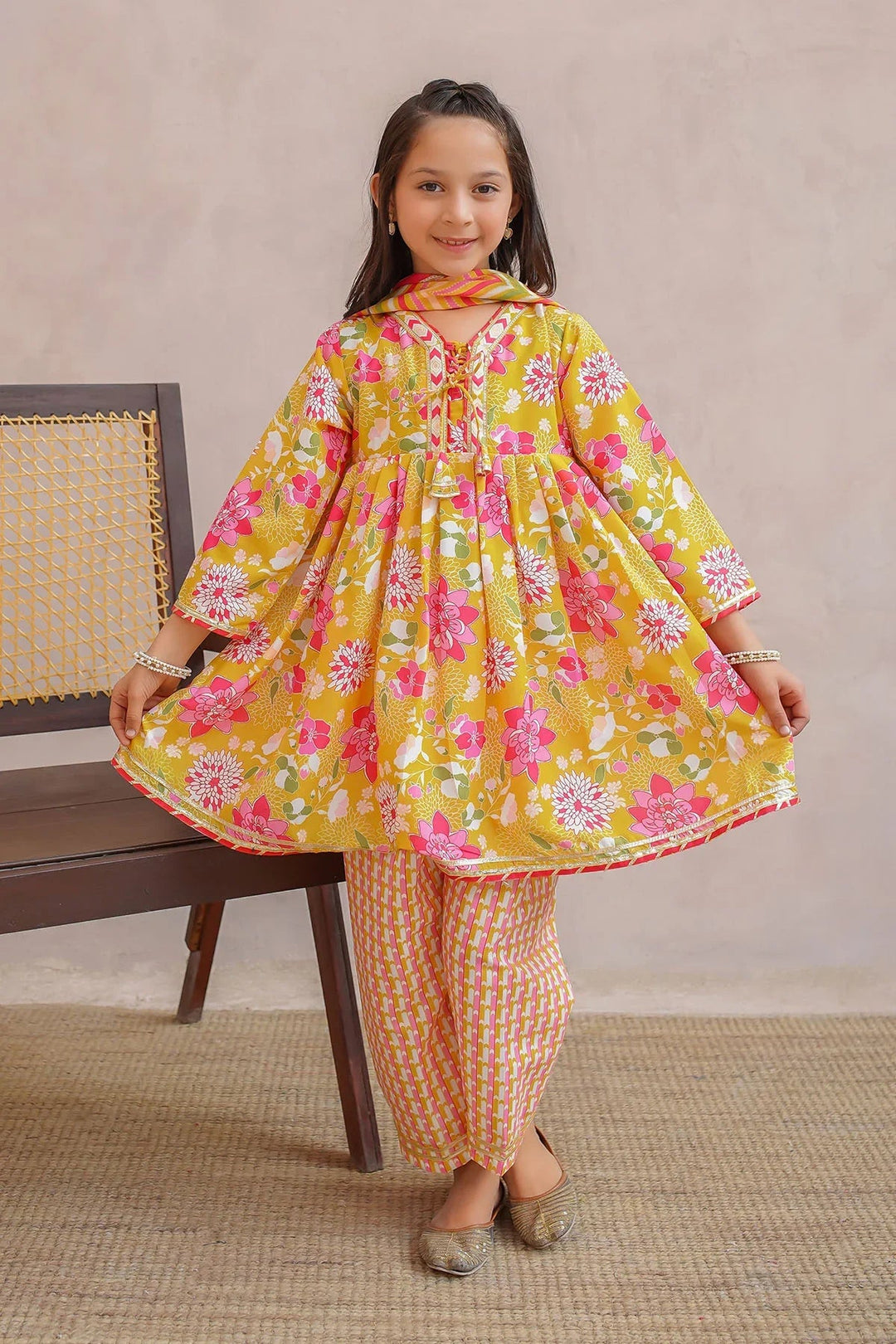 Ochre Girls Pret Printed Swiss Lawn 3 Piece Suit INDP-36 - Summer Collection