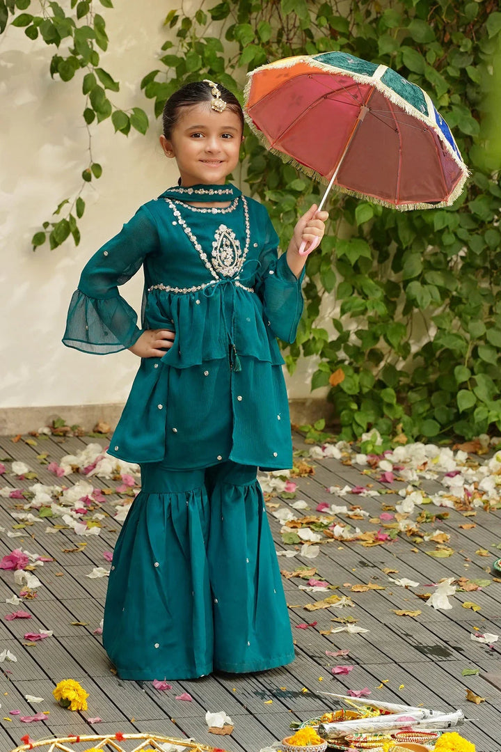 Ochre RTW Embroidered Girls 3 Piece Chiffon  INSHD-07 - Summer Collection