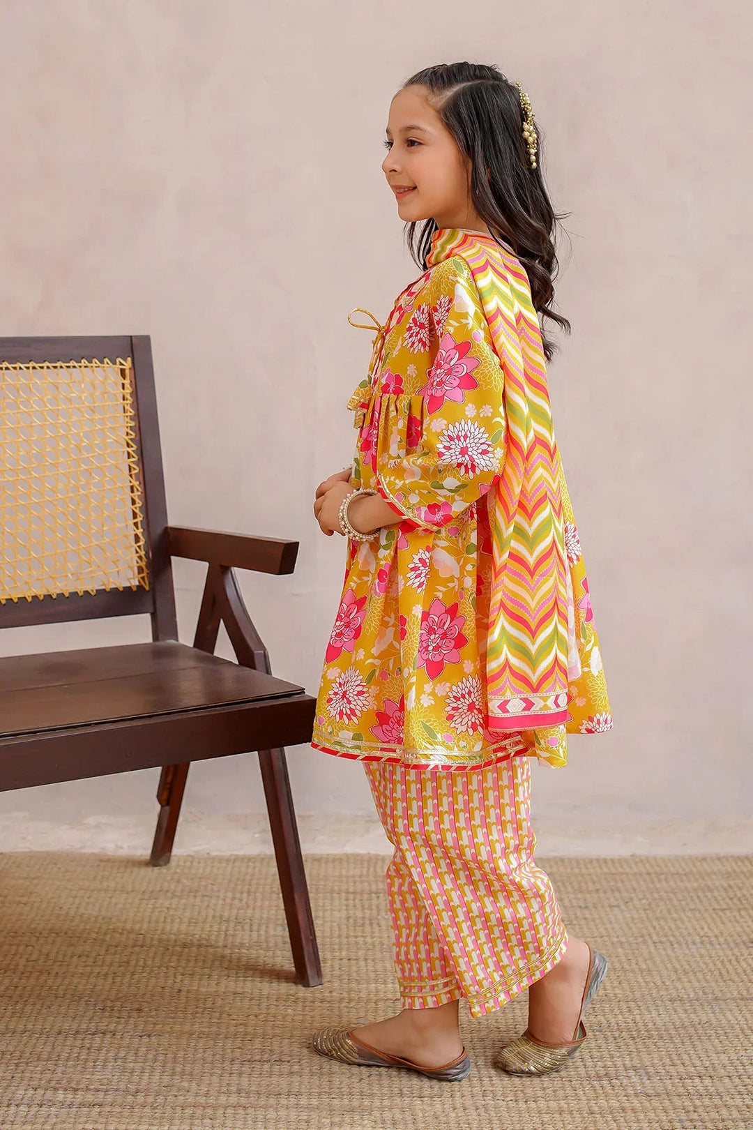 Ochre Girls Pret Printed Swiss Lawn 3 Piece Suit INDP-36 - Summer Collection