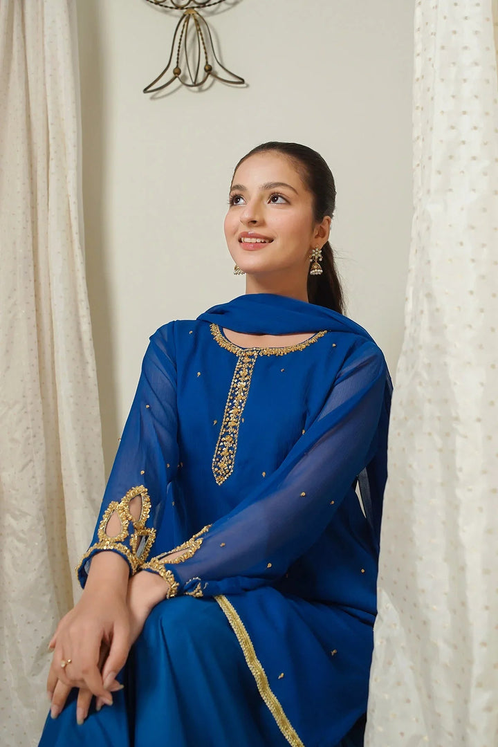 Ochre RTW Embroidered Girls 3 Piece Chiffon Hand Adda Work EX-08 - Summer Collection