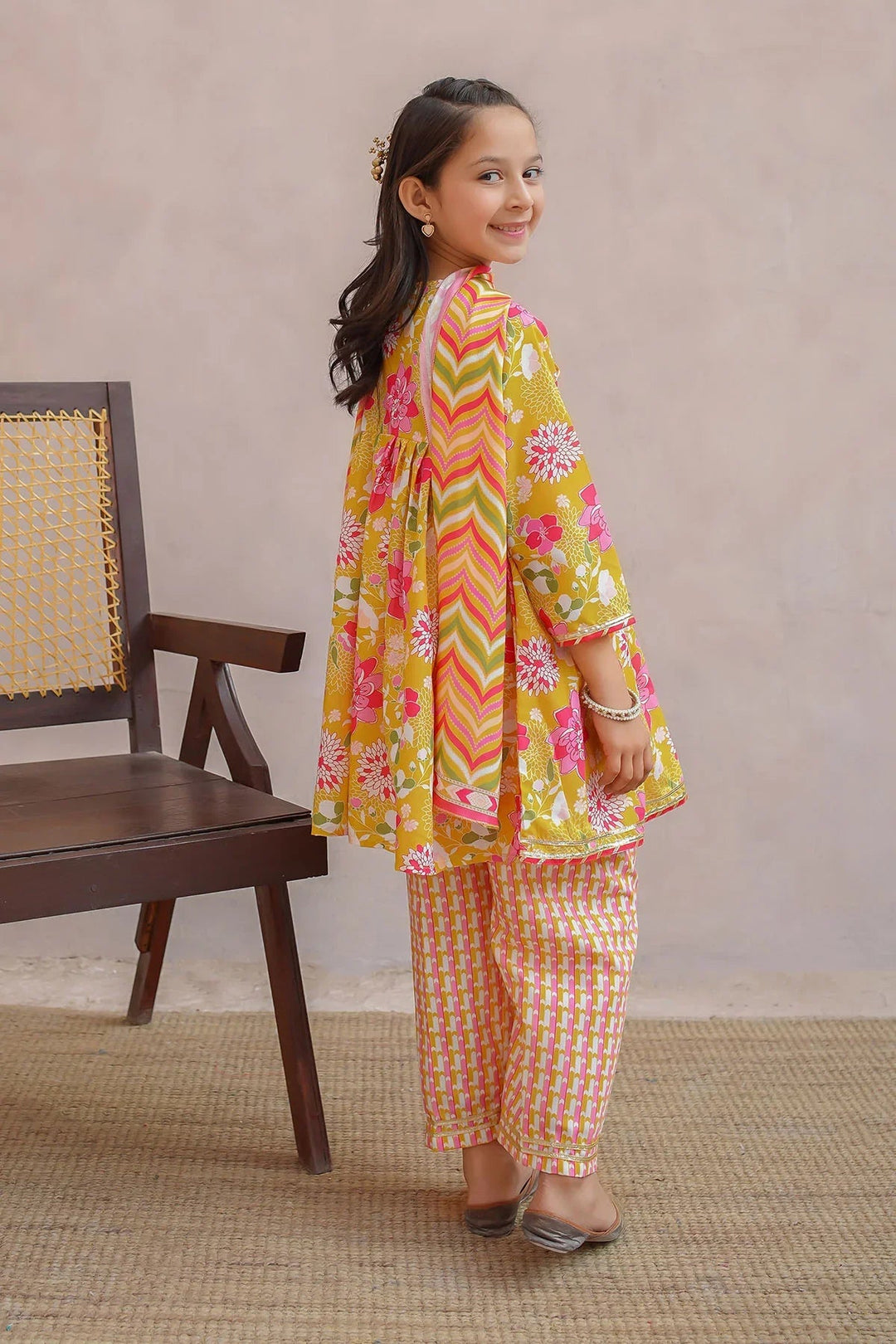 Ochre Girls Pret Printed Swiss Lawn 3 Piece Suit INDP-36 - Summer Collection