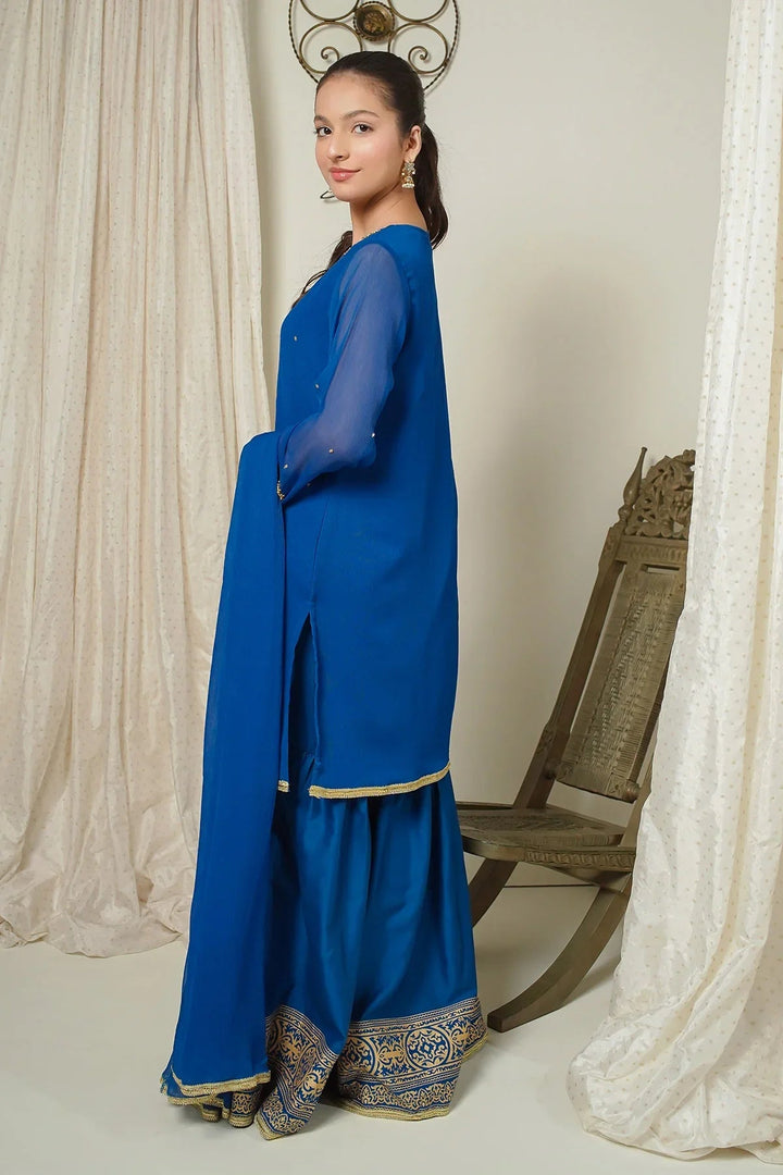 Ochre RTW Embroidered Girls 3 Piece Chiffon Hand Adda Work EX-08 - Summer Collection