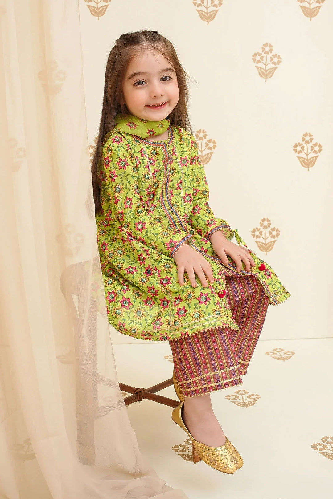 Ochre Girls Pret Printed Swiss Lawn 3 Piece Suit INDP-20 - Summer Collection