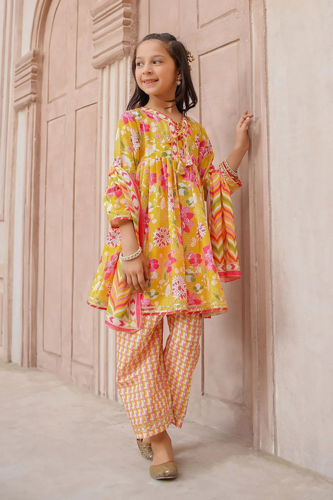 Ochre Girls Pret Printed Swiss Lawn 3 Piece Suit INDP-36 - Summer Collection