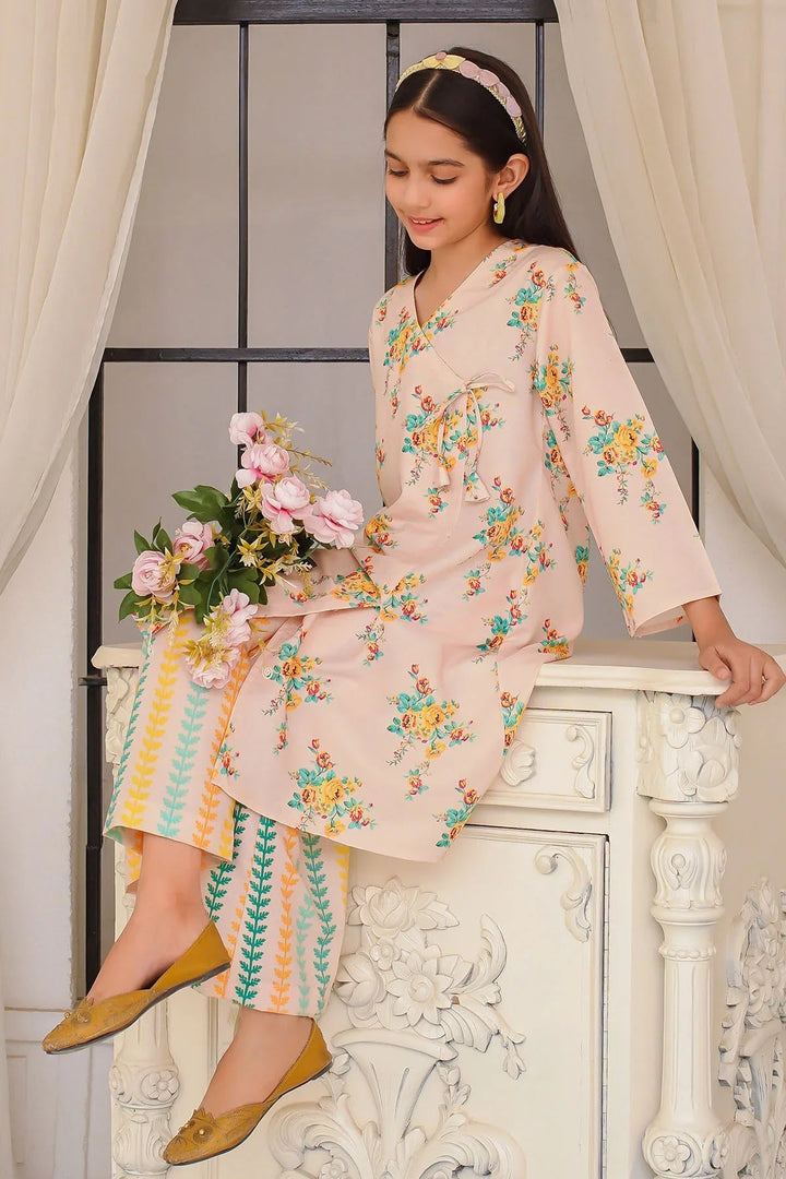 Ochre Girls Pret Printed Swiss Lawn 2 Piece Suit COR-135 - Summer Collection