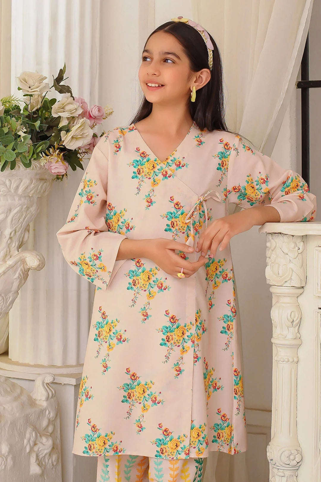 Ochre Girls Pret Printed Swiss Lawn 2 Piece Suit COR-135 - Summer Collection