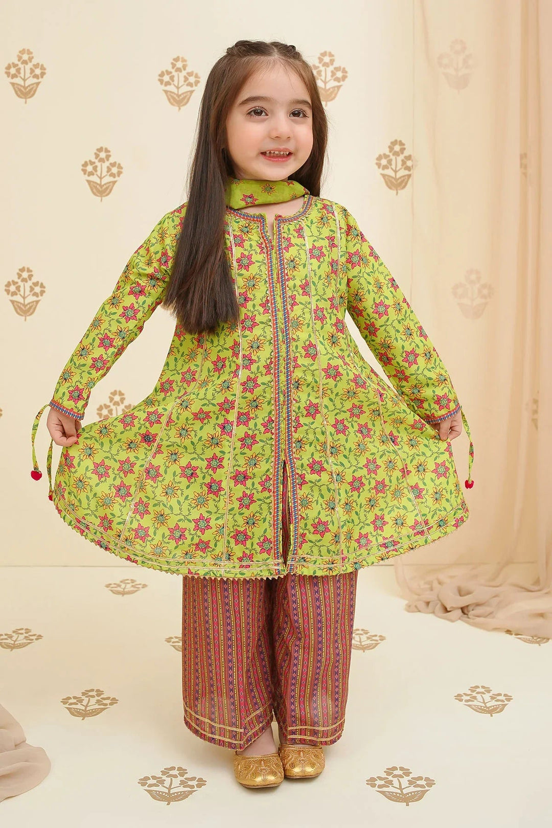 Ochre Girls Pret Printed Swiss Lawn 3 Piece Suit INDP-20 - Summer Collection