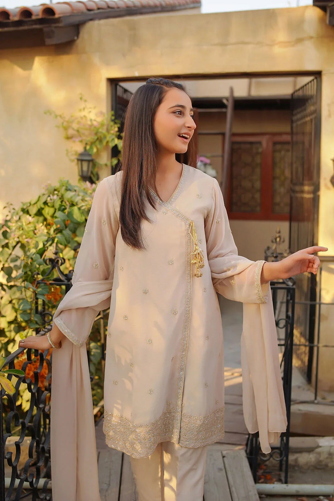 Ochre Girls Pret Embroidered Chiffon 3 Piece Suit EM-53 - Summer Collection