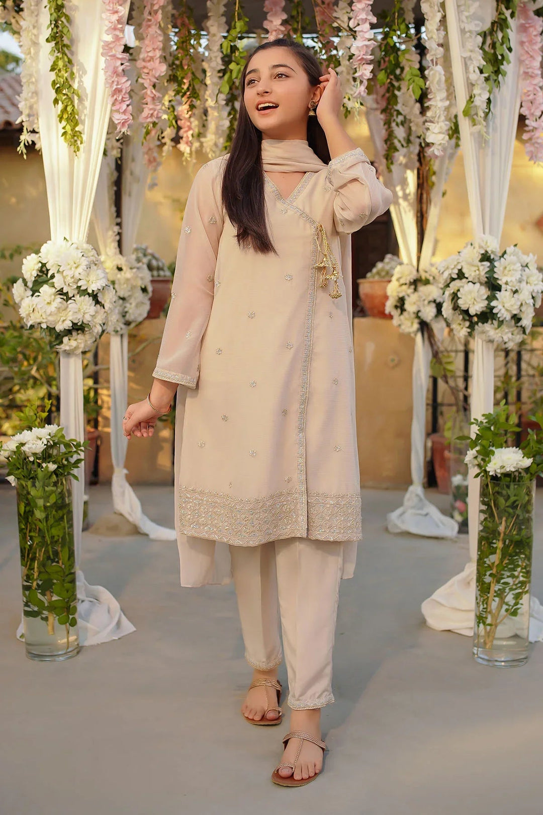 Ochre Girls Pret Embroidered Chiffon 3 Piece Suit EM-53 - Summer Collection