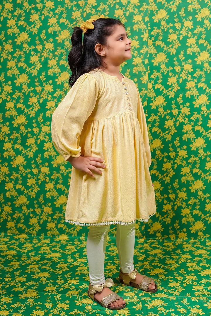 Ochre RTW Embroidered Girls 1 Piece Cotton Broshia Kurta OFK-PRC-37 - Summer Collection