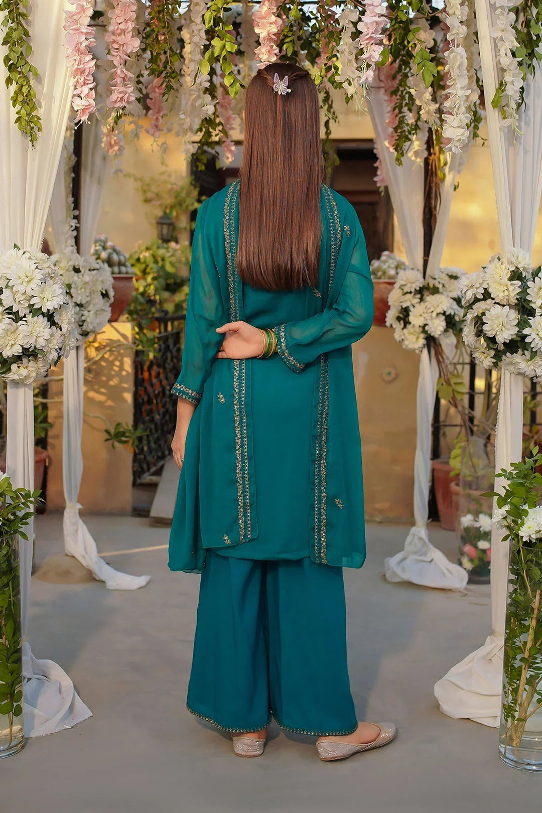 Ochre Girls Pret Embroidered Chiffon 3 Piece Suit EM-52 - Summer Collection