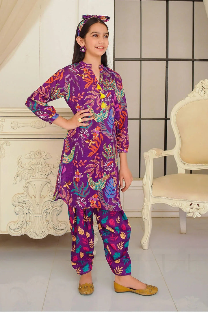 Ochre Girls Pret Printed Swiss Lawn 2 Piece Suit COR-126 - Summer Collection