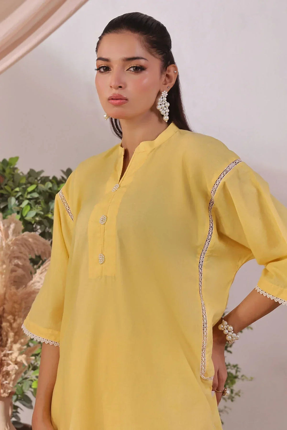 Ochre Women RTW Lawn 2 Piece Suit Yellow Slub Lawn - Festive Collection