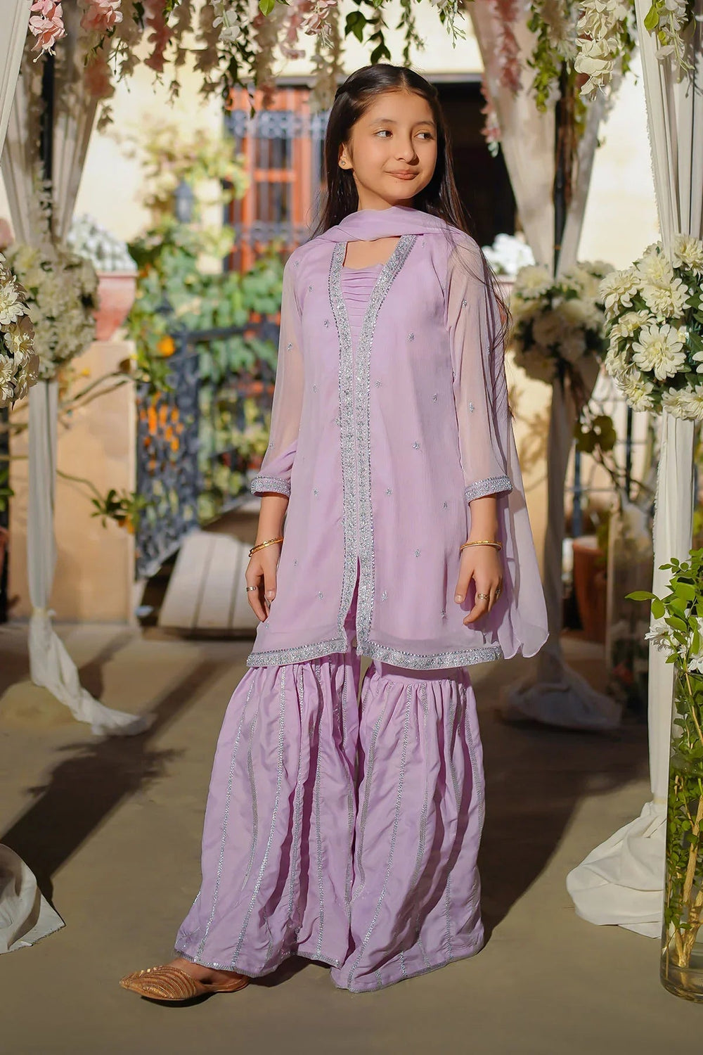 Ochre Girls Pret Embroidered Chiffon 3 Piece Suit EM-51 - Summer Collection