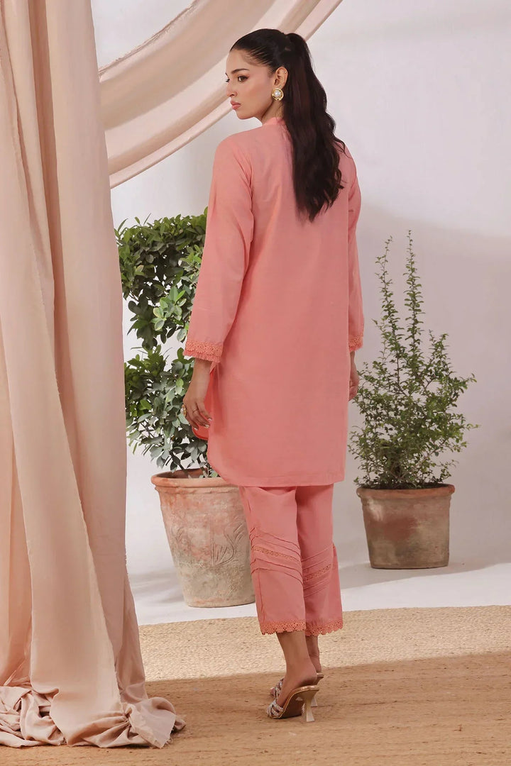 Ochre Women RTW Lawn 2 Piece Suit Peach Slub Lawn - Festive Collection