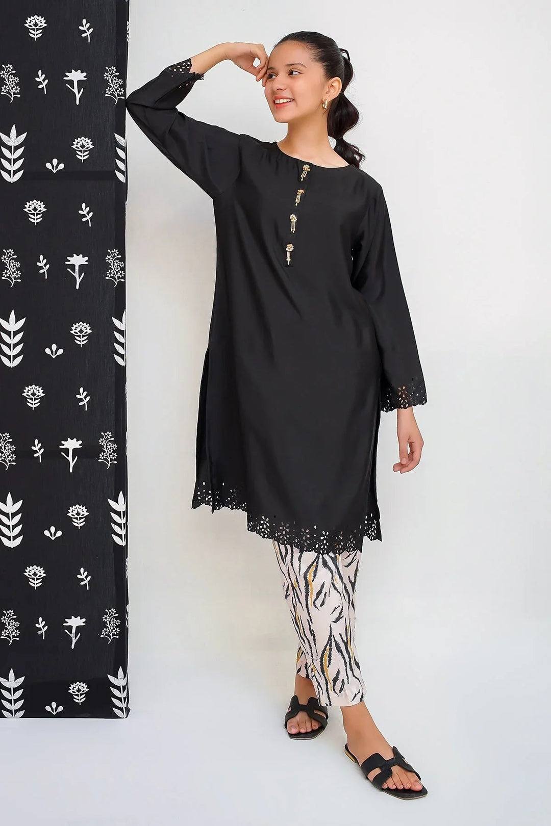 Ochre RTW Embroidered Girls 2 Piece Silk Cut Work OFW-FC-15 - Winter Collection