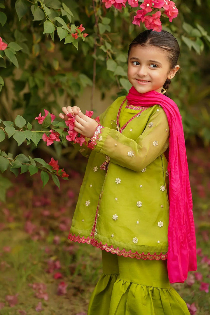 Ochre RTW Embroidered Girls 3 Piece Organza  INMHD-05 - Winter Collection