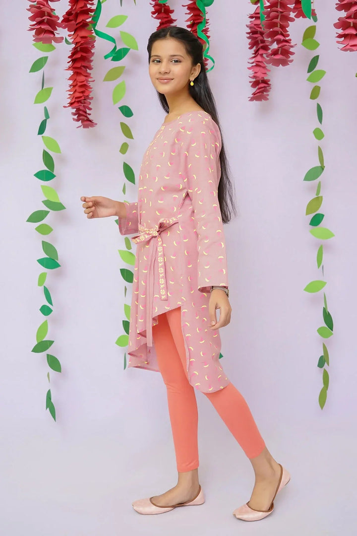 Ochre RTW Printed Girls 1 Piece Cotton Chambray Kurta OFK-PRC-26 - Winter Collection