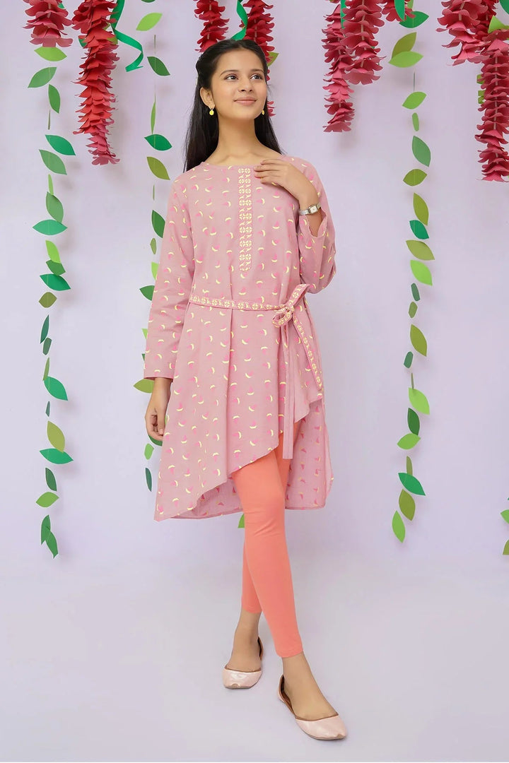 Ochre RTW Printed Girls 1 Piece Cotton Chambray Kurta OFK-PRC-26 - Winter Collection