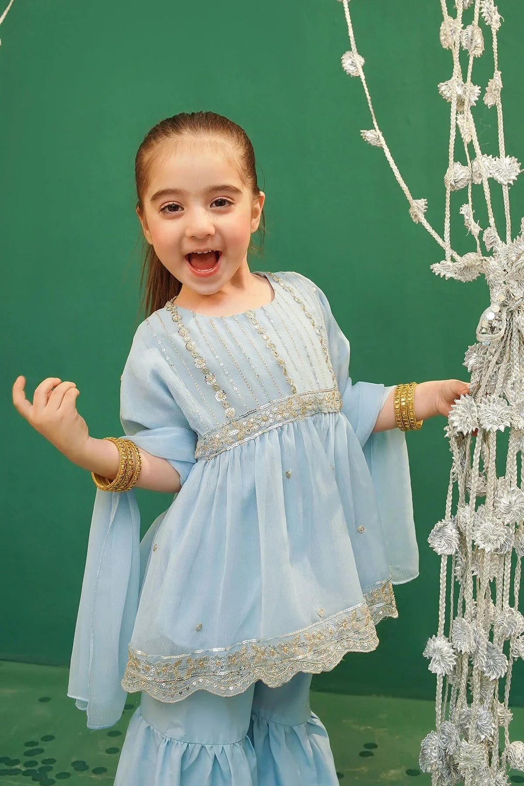 Ochre Girls Pret Embroidered Chiffon 3 Piece Suit INCF-16 - Summer Collection