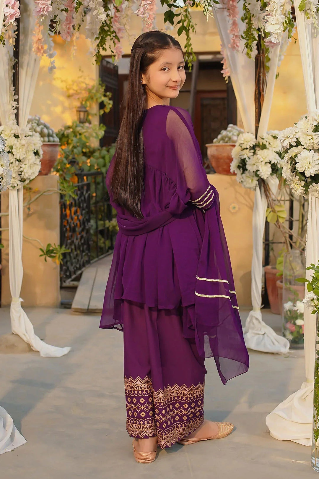 Ochre Girls Pret  Chiffon Hand Adda Work 3 Piece Suit AC-59 - Summer Collection