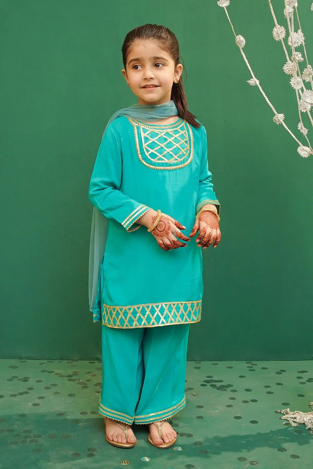 Ochre Girls Pret Embroidered Rod Silk 3 Piece Suit INCE-03 - Summer Collection