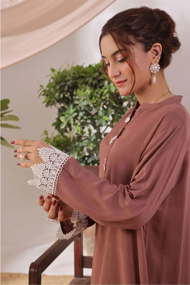 Ochre Women RTW Silk 2 Piece Suit Brown Rod Silk - Festive Collection