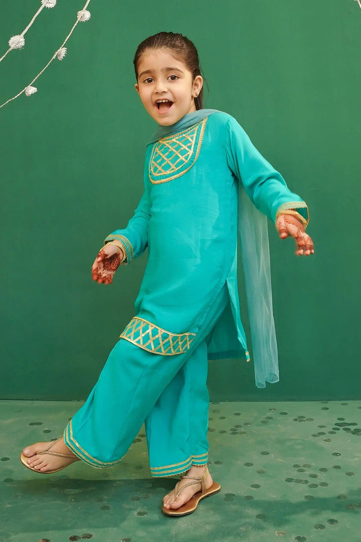 Ochre Girls Pret Embroidered Rod Silk 3 Piece Suit INCE-03 - Summer Collection