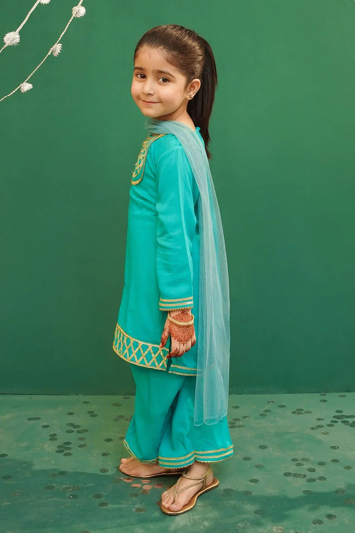 Ochre Girls Pret Embroidered Rod Silk 3 Piece Suit INCE-03 - Summer Collection