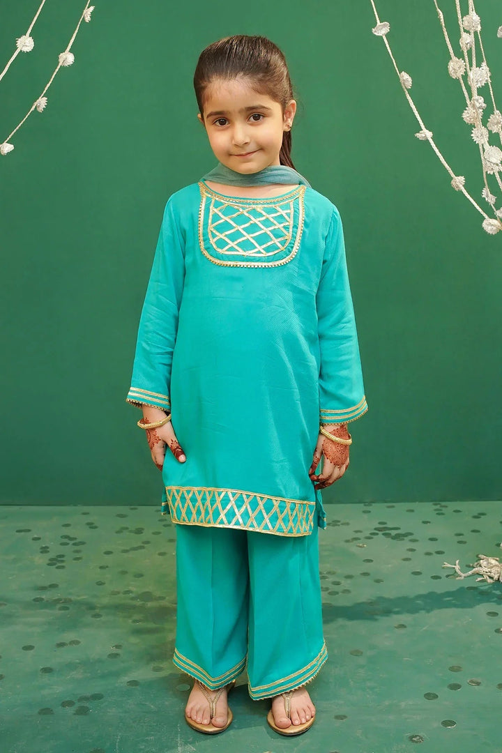 Ochre Girls Pret Embroidered Rod Silk 3 Piece Suit INCE-03 - Summer Collection