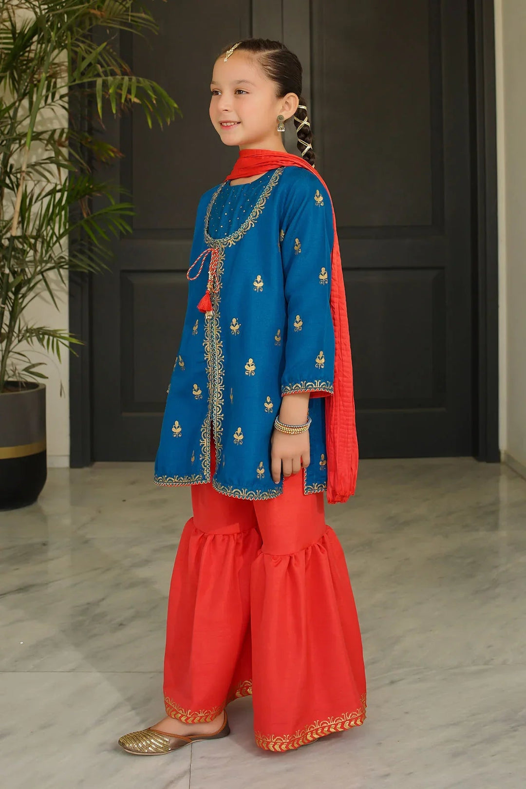 Ochre RTW Printed Girls 3 Piece Silk  INMHD-02 - Winter Collection