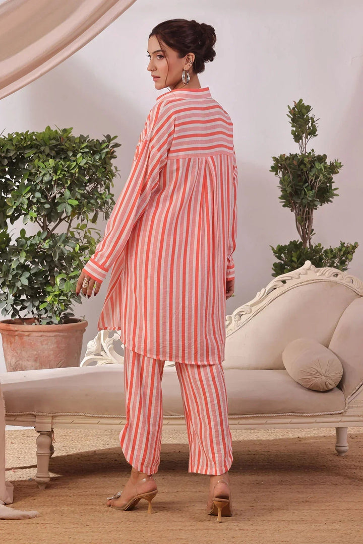 Ochre Women RTW Cotton 2 Piece Suit Coral Printed Cotton - Festive Collection