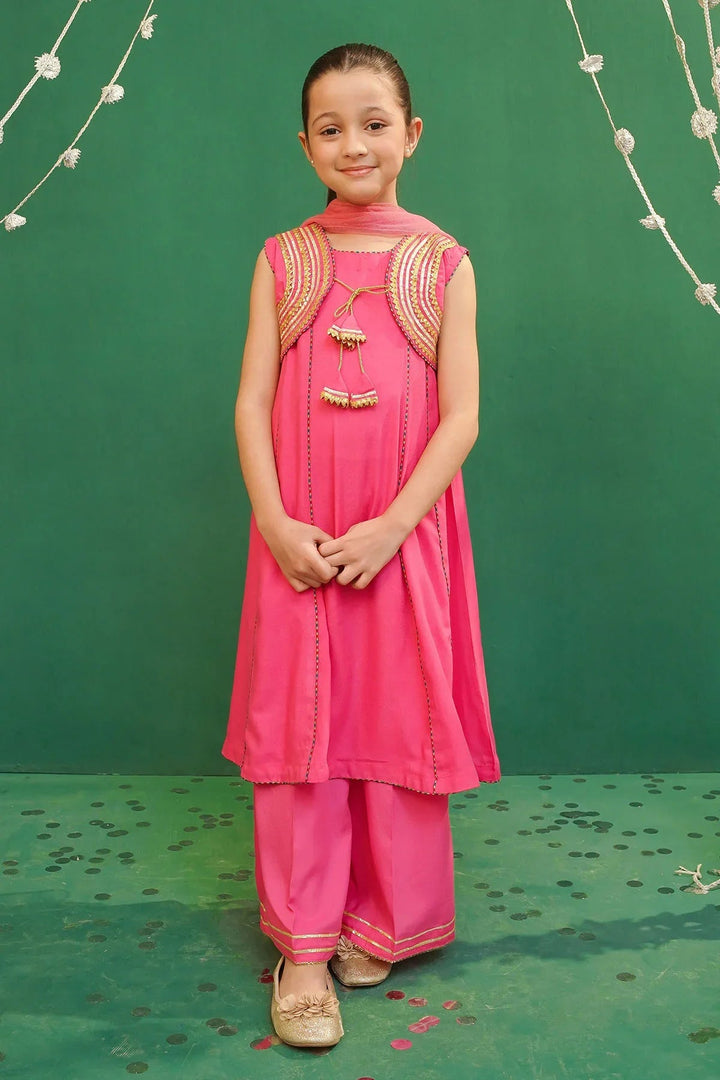 Ochre Girls Pret Embroidered Rod Silk 3 Piece Suit INCE-01 - Summer Collection