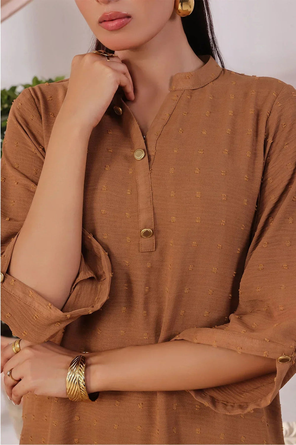 Ochre Women RTW Cotton 2 Piece Suit Dark Mustard Broshia Cotton - Festive Collection