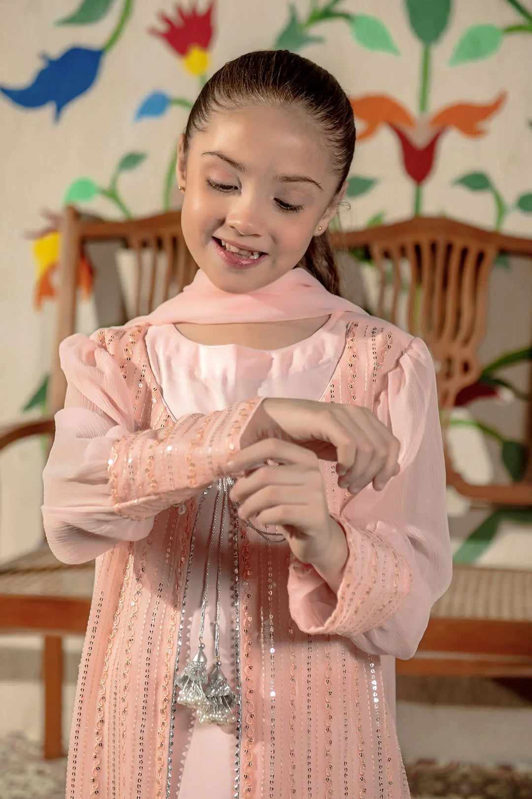 Ochre Girls Pret Embroidered Chiffon 3 Piece Suit EM-42 - Summer Collection