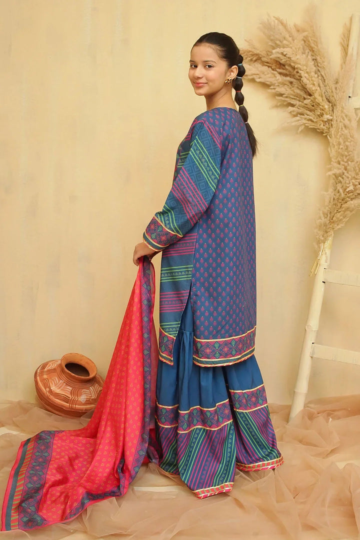 Ochre Girls Pret Printed Swiss Lawn 3 Piece Suit CORF-10 - Summer Collection