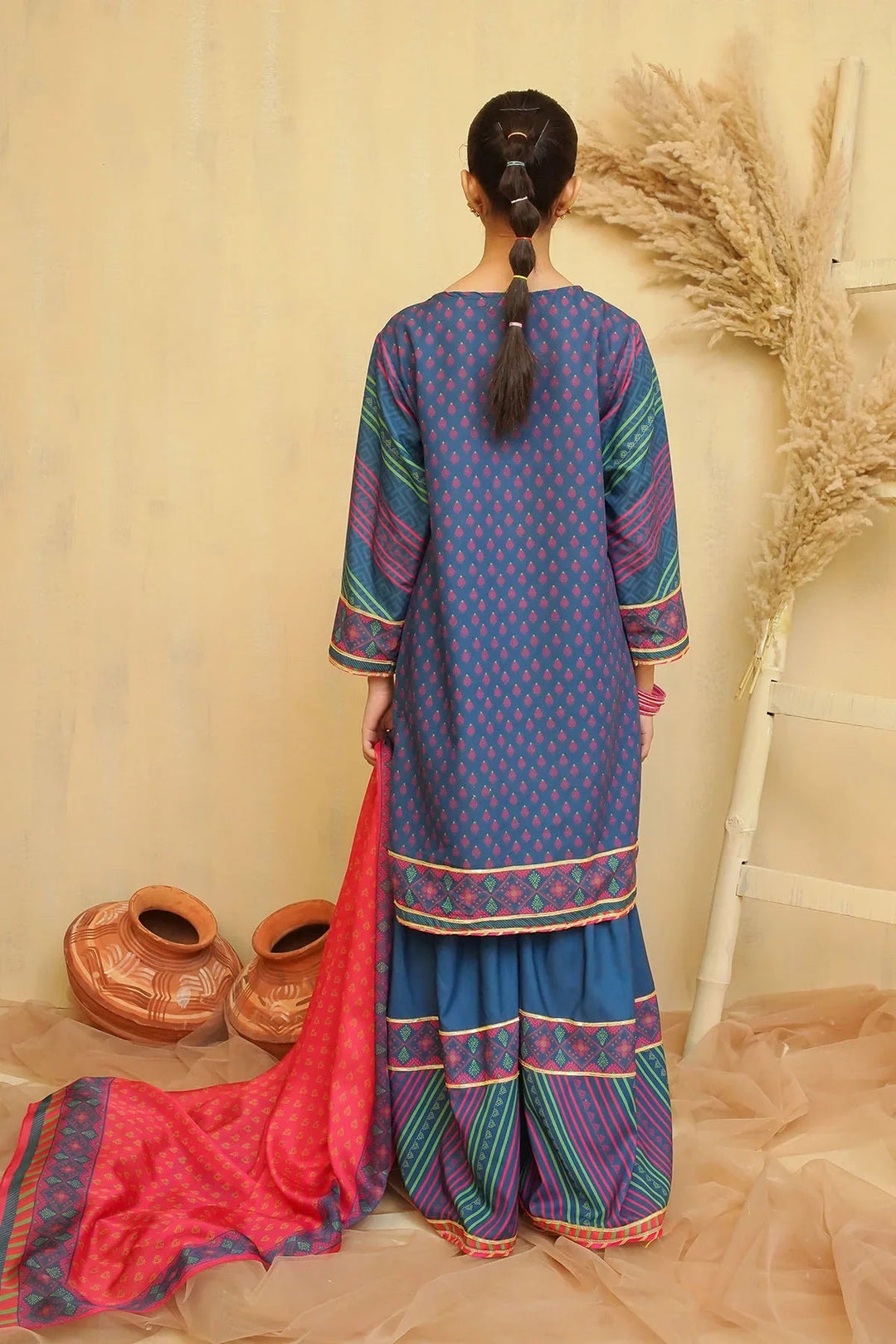 Ochre Girls Pret Printed Swiss Lawn 3 Piece Suit CORF-10 - Summer Collection