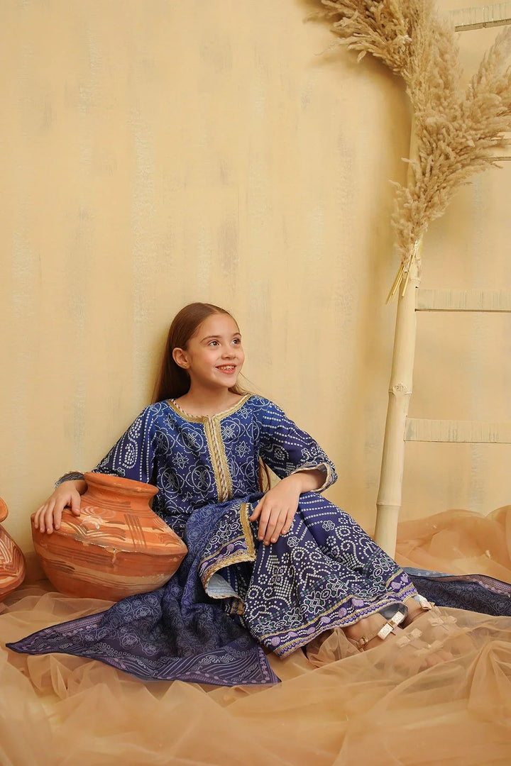 Ochre Girls Pret Printed Swiss Lawn 3 Piece Suit CORF-09 - Summer Collection