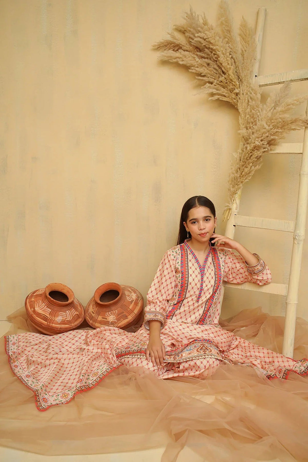 Ochre Girls Pret Printed Swiss Lawn 3 Piece Suit CORF-05 - Summer Collection