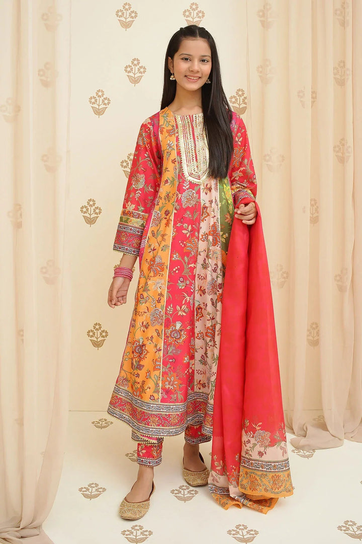Ochre Girls Pret Embroidered Swiss Lawn 3 Piece Suit CORF-02 - Summer Collection