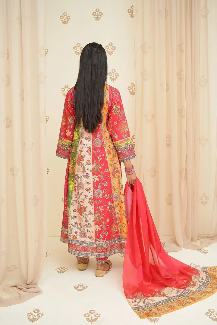 Ochre Girls Pret Embroidered Swiss Lawn 3 Piece Suit CORF-02 - Summer Collection