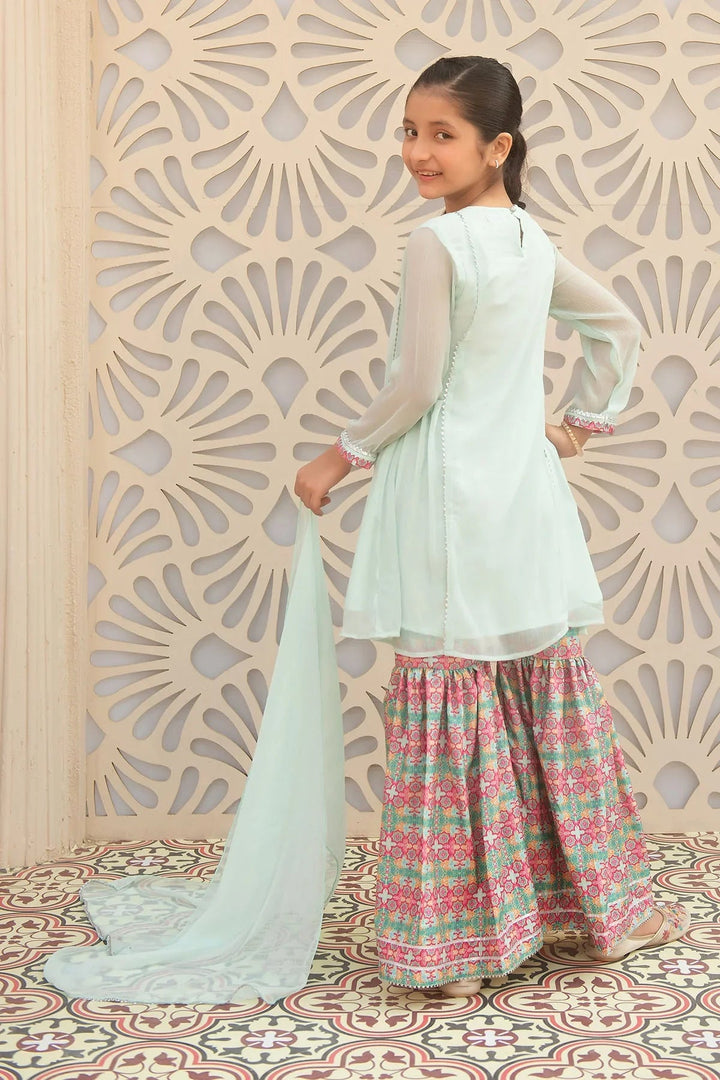 Ochre Girls Pret Embroidered Chiffon Hand Adda Work 3 Piece Suit AC-67 - Summer Collection