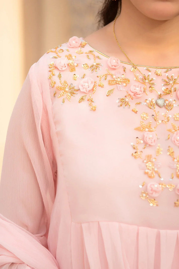 Ochre Girls Pret  Chiffon Hand Adda Work 3 Piece Suit AC-66 - Summer Collection