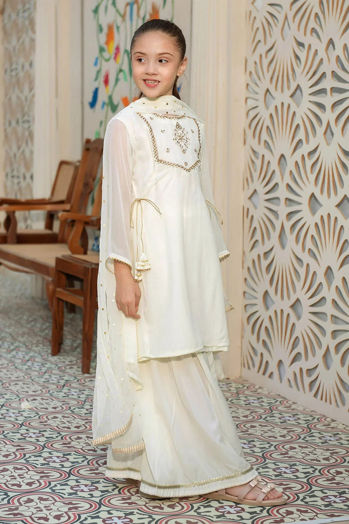 Ochre RTW Embroidered Girls 3 Piece Chiffon Hand Adda Work AC-62 - Summer Collection