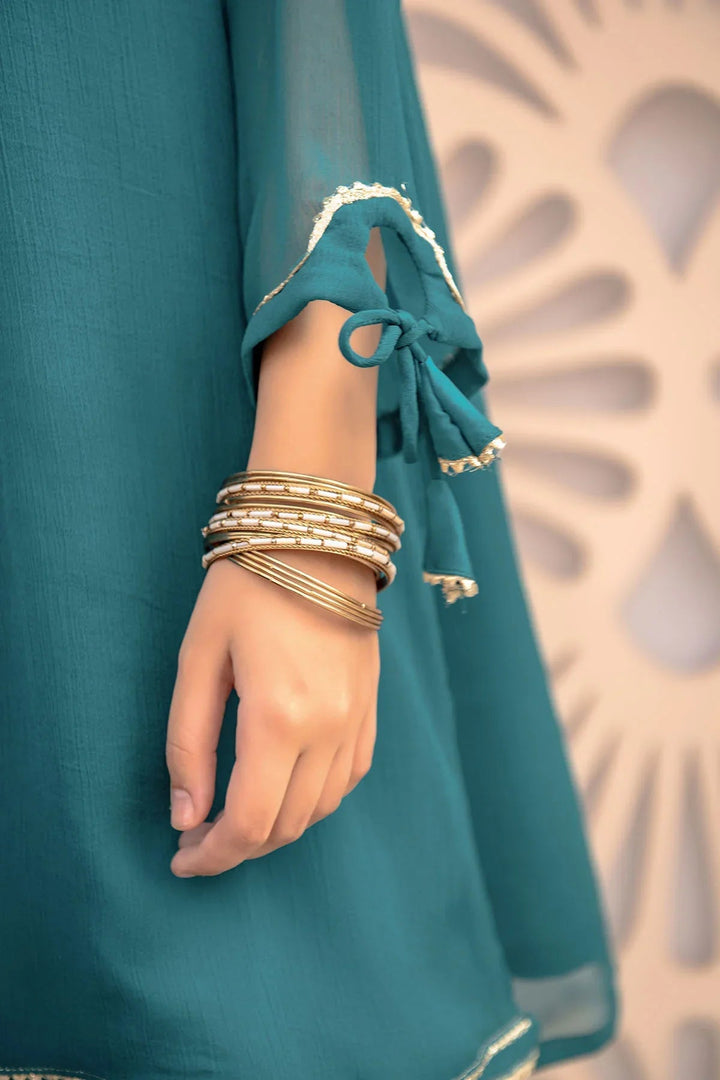 Ochre RTW Embroidered Girls 3 Piece Chiffon Hand Adda Work AC-61 - Summer Collection