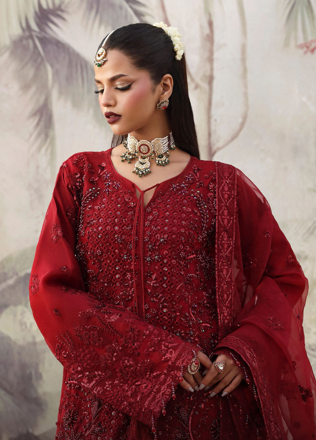 Romansiyyah by Eman Adeel Embroidered Chiffon Suits Unstitched 3 Piece EA25RLF Noor Mahal - Formals Collection