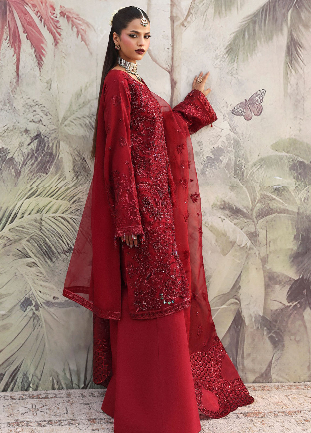Romansiyyah by Eman Adeel Embroidered Chiffon Suits Unstitched 3 Piece EA25RLF Noor Mahal - Formals Collection
