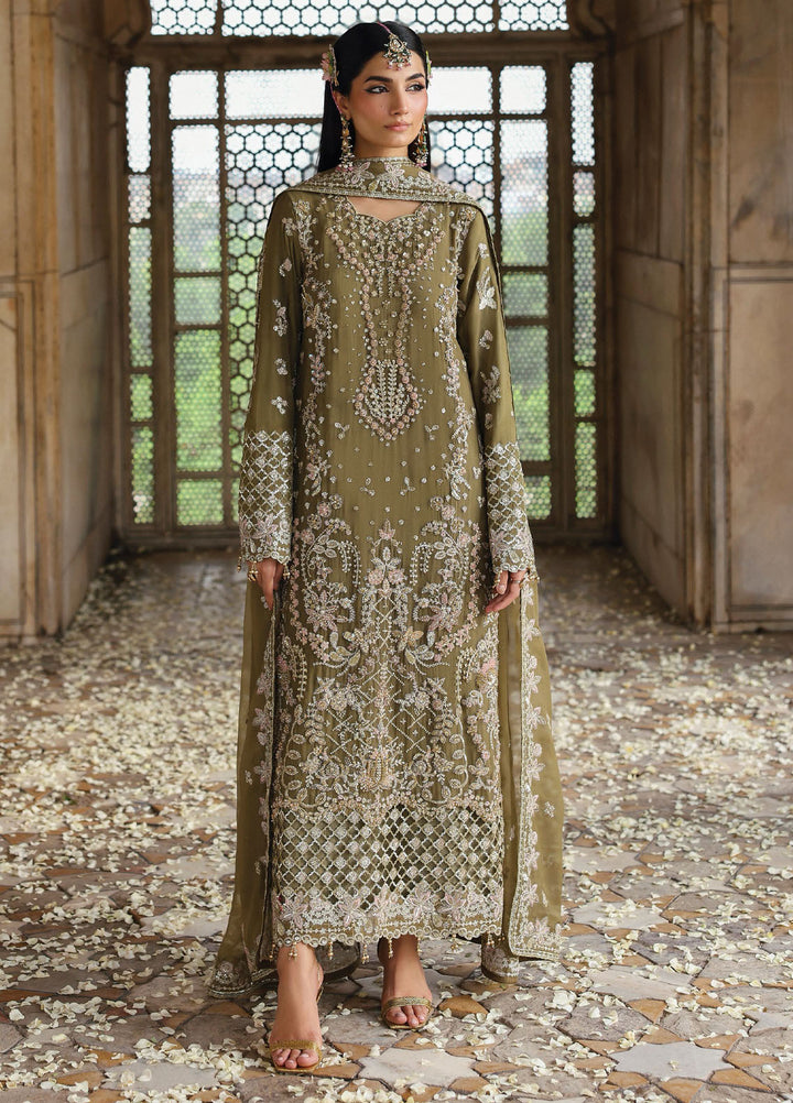 Romansiyyah by Eman Adeel Embroidered Chiffon Suits Unstitched 3 Piece EA25RLF Olivea - Formals Collection