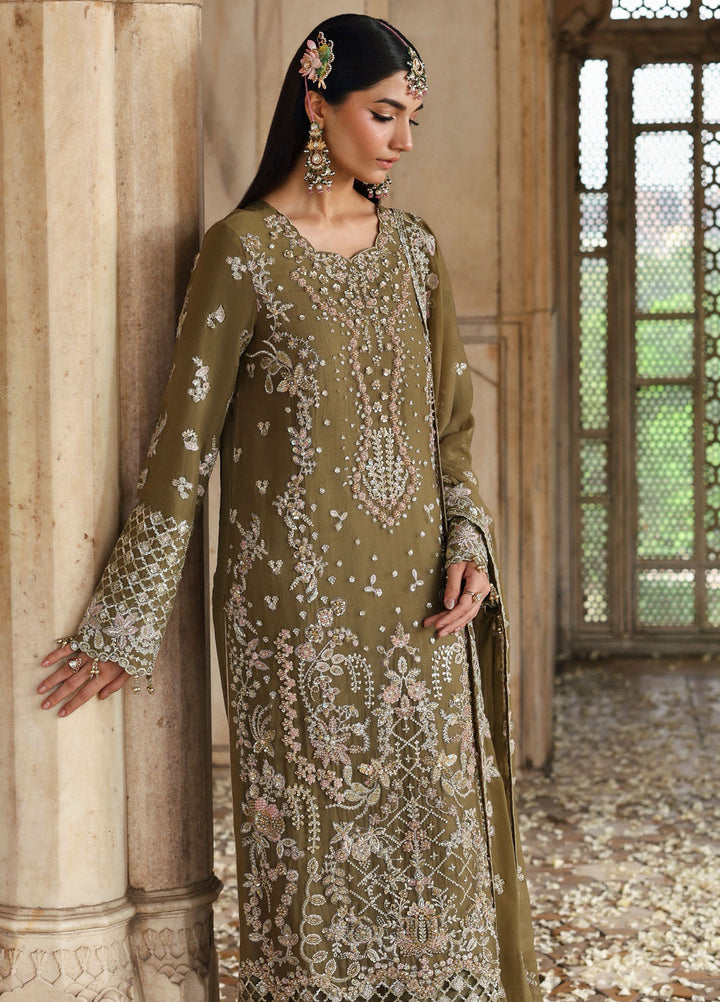 Romansiyyah by Eman Adeel Embroidered Chiffon Suits Unstitched 3 Piece EA25RLF Olivea - Formals Collection
